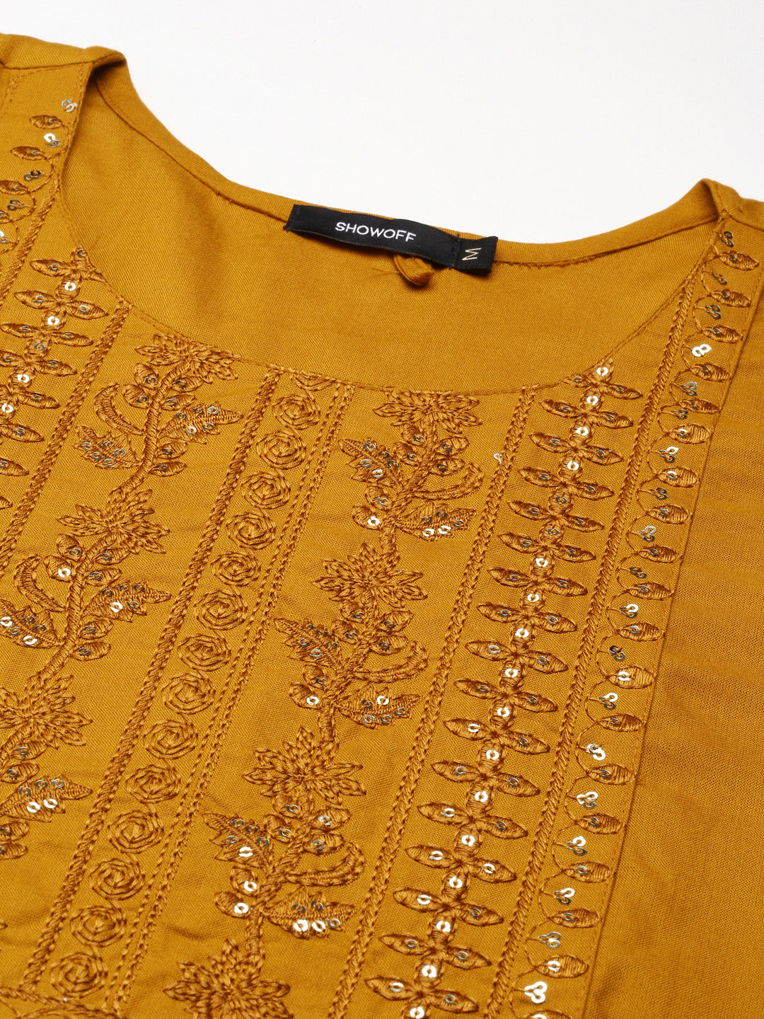 Women's Mustard Solid Straight Kurta