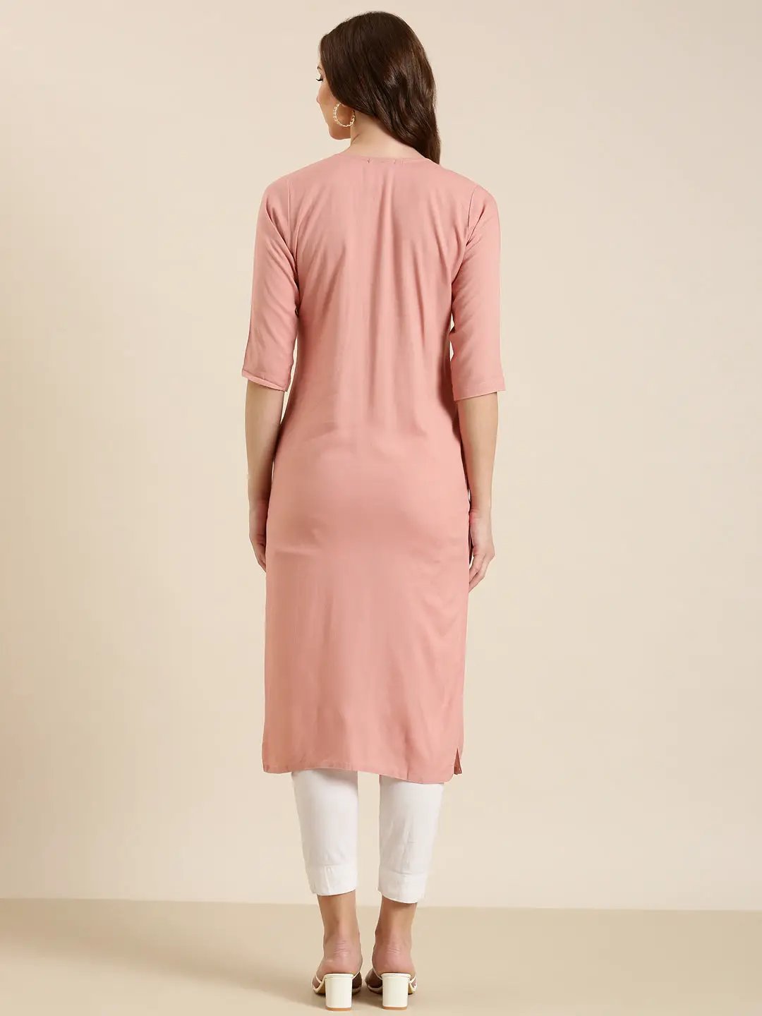 Women's Mauve Solid Straight Kurta