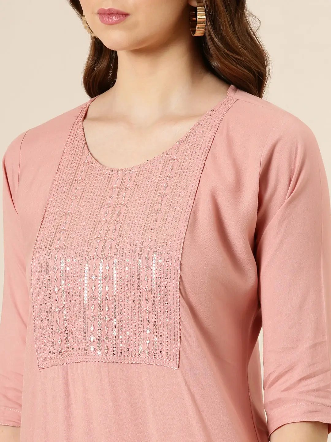 Women's Mauve Solid Straight Kurta