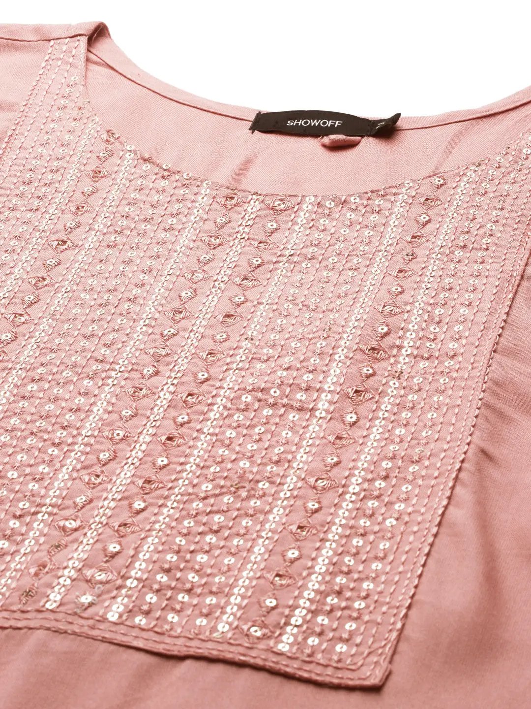 Women's Pink Solid Straight Kurta