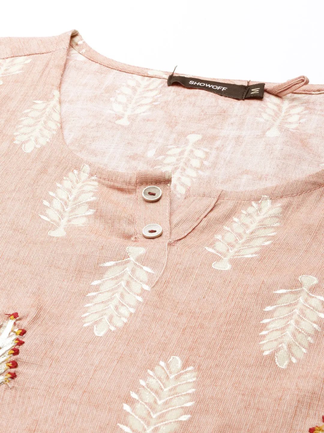 Women's Pink Printed Straight Kurta