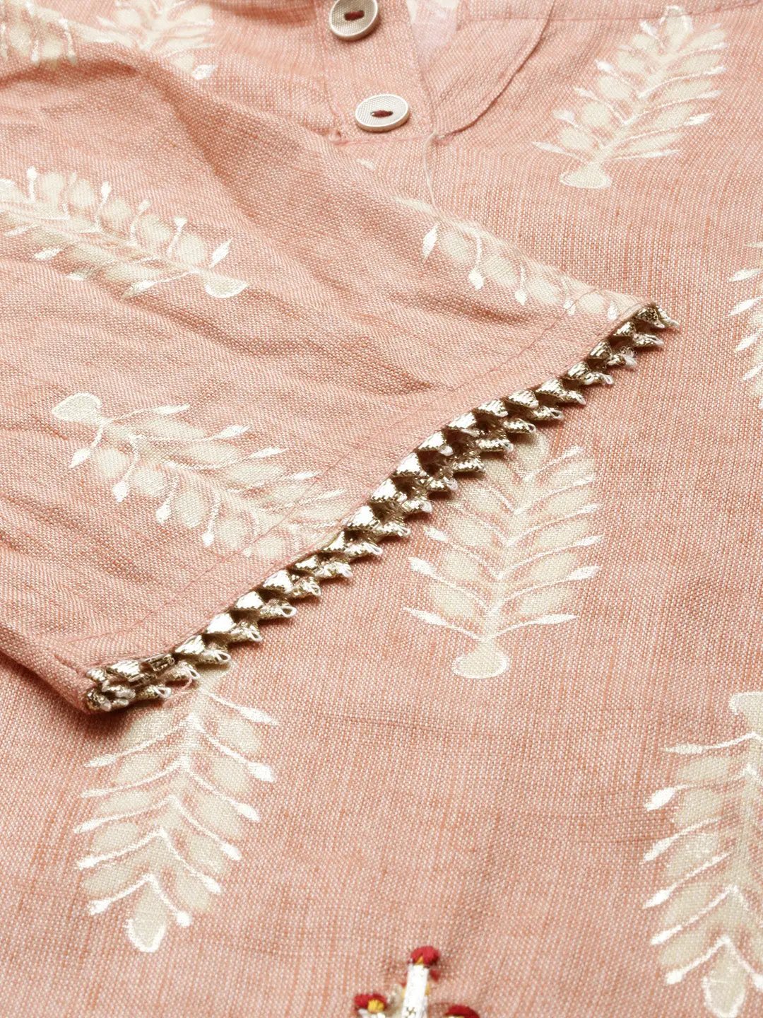 Women's Pink Printed Straight Kurta
