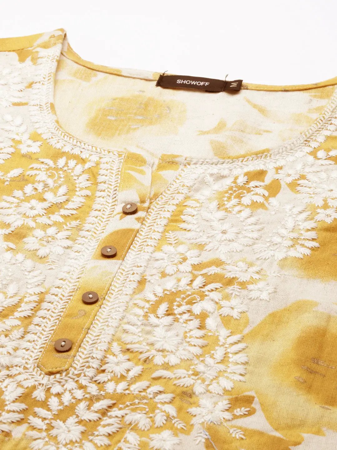 Women's Yellow Printed Straight Kurta