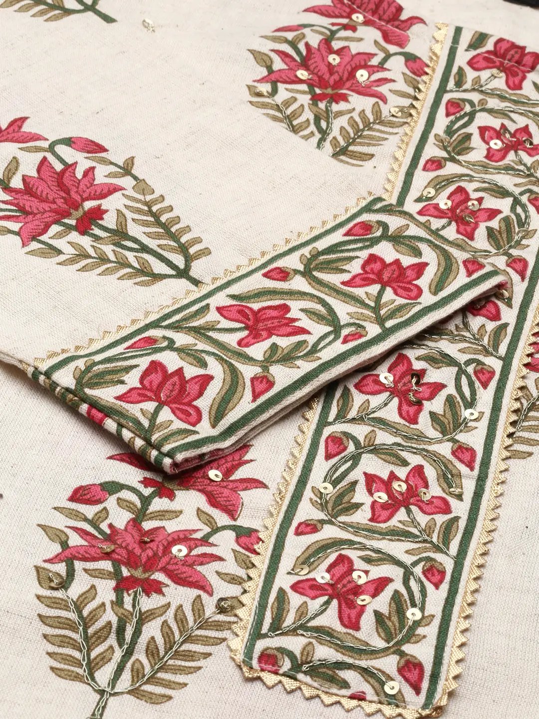 Women's Off White Printed Straight Kurta