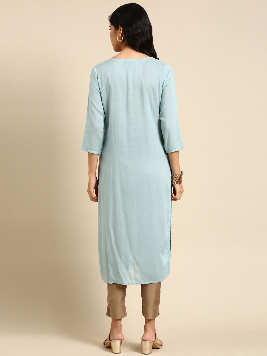 Women's Blue Solid Straight Kurta