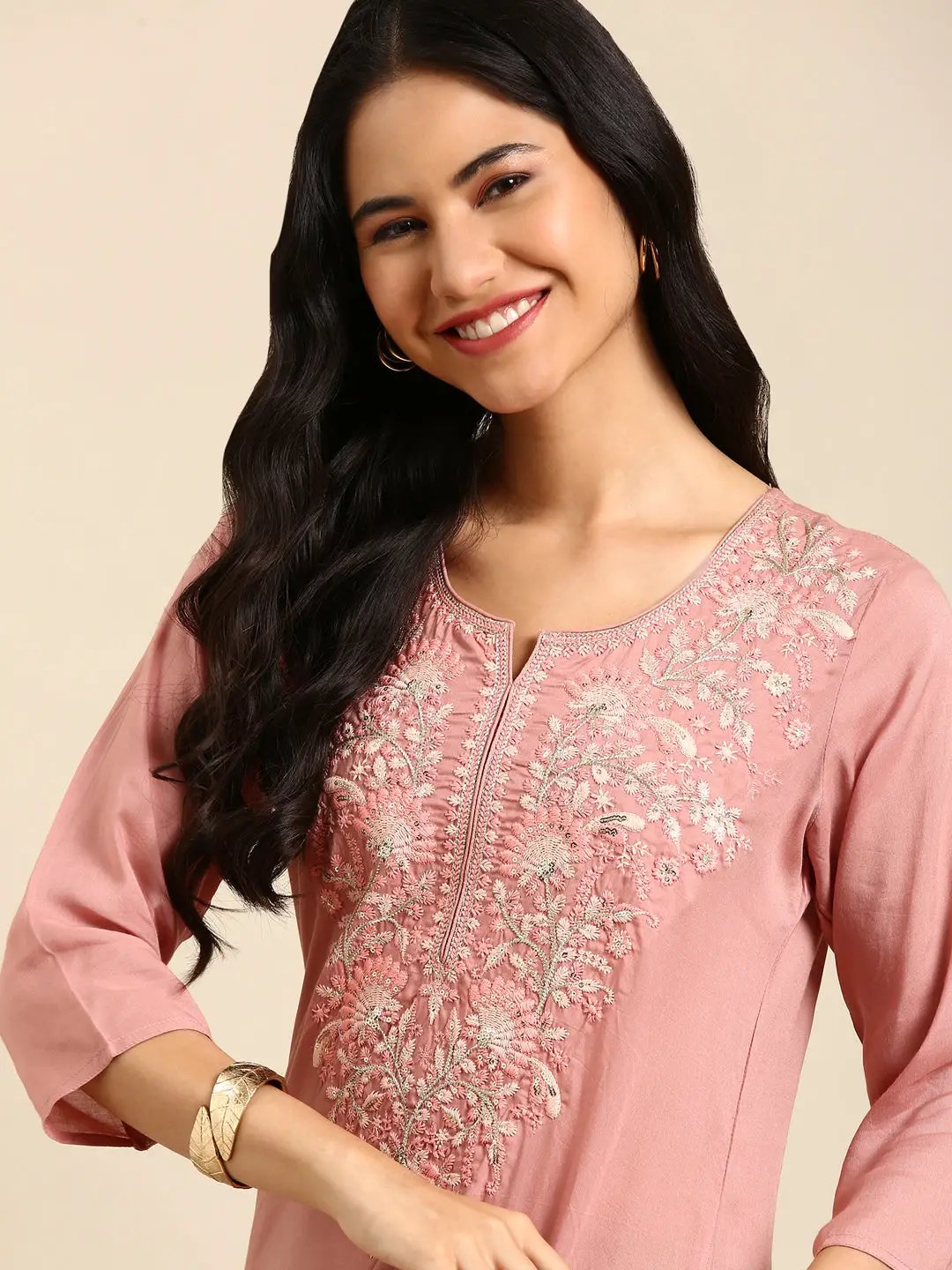 Women's Purple Solid Straight Kurta