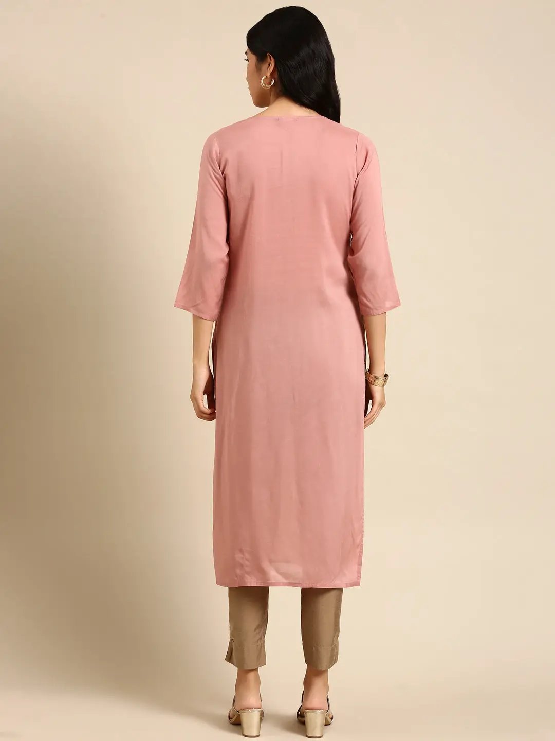 Women's Purple Solid Straight Kurta