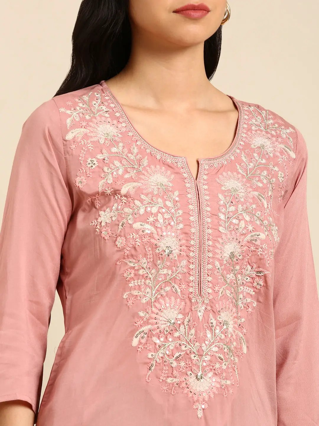 Women's Purple Solid Straight Kurta