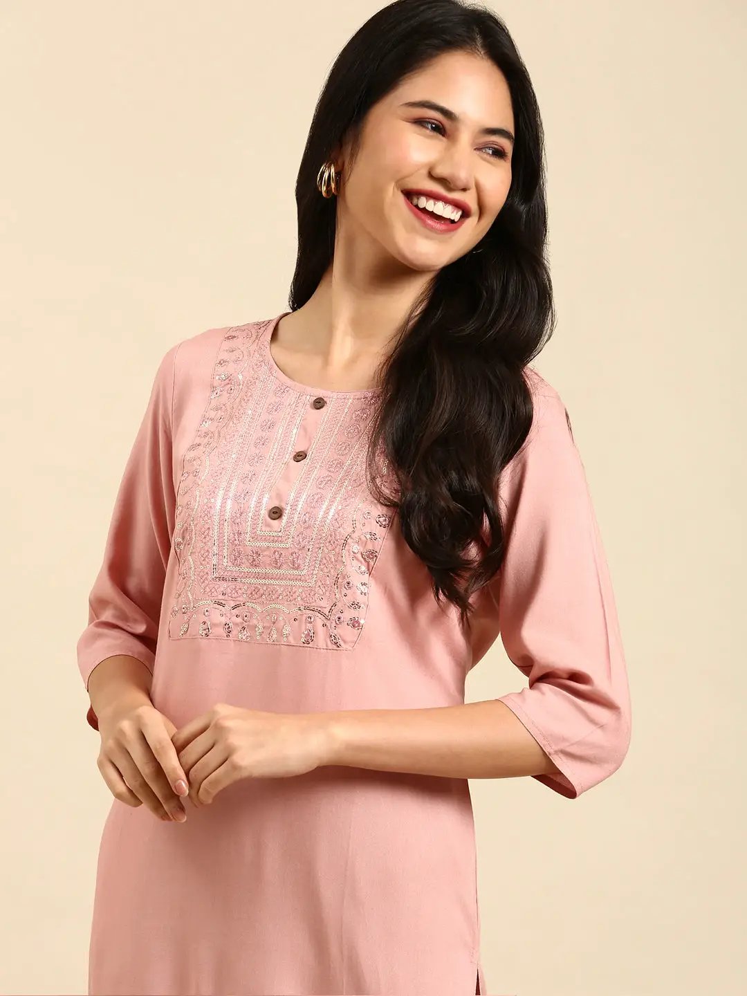 Women's Purple Solid Straight Kurta