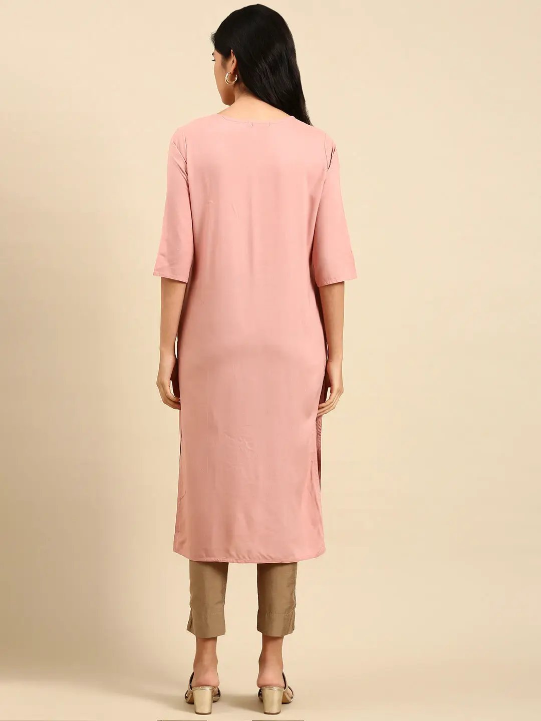 Women's Purple Solid Straight Kurta
