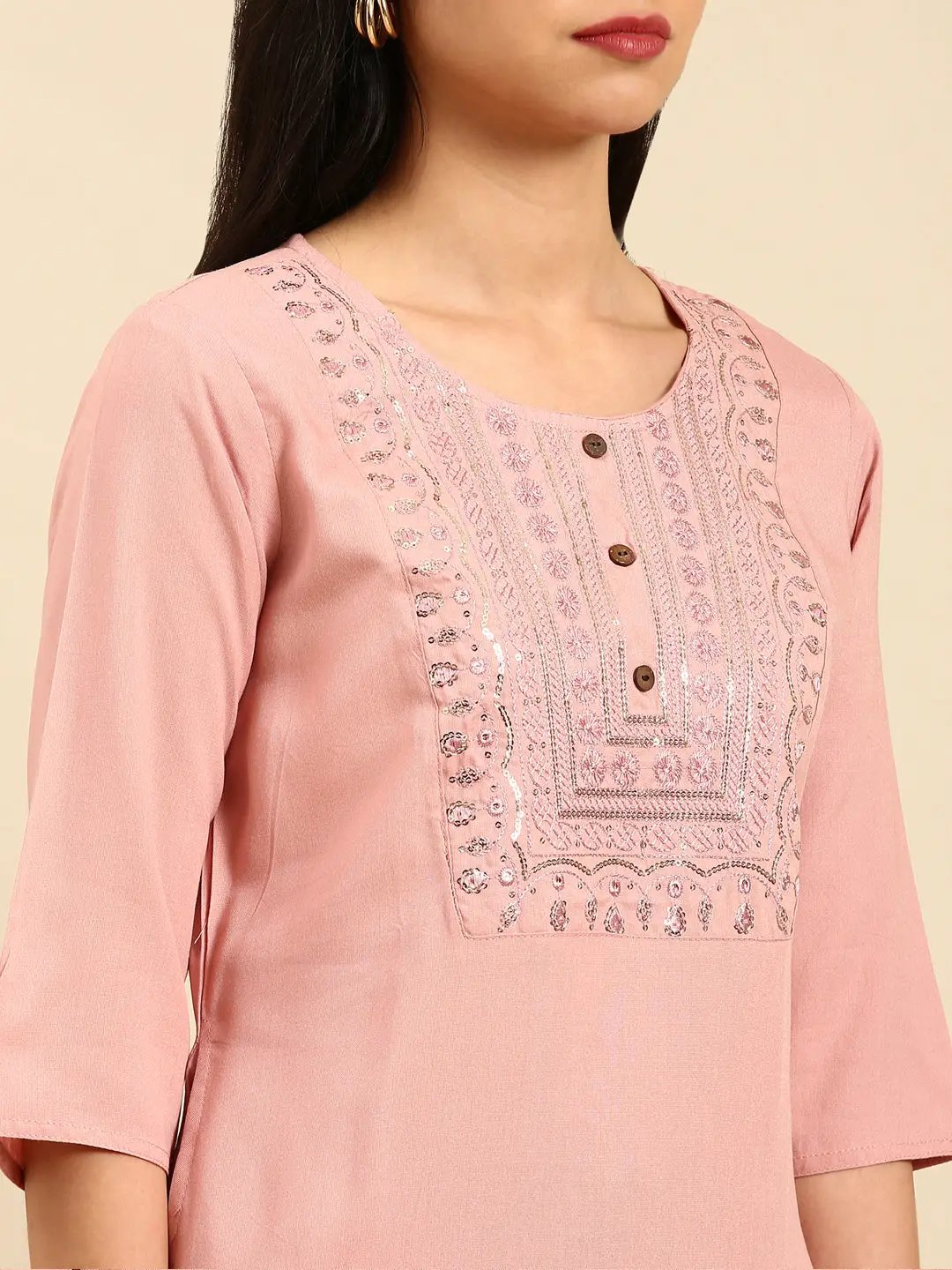 Women's Purple Solid Straight Kurta