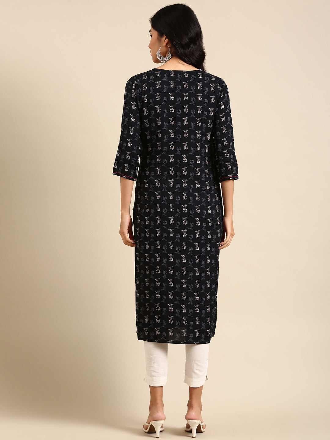 Women's Black Printed Straight Kurta