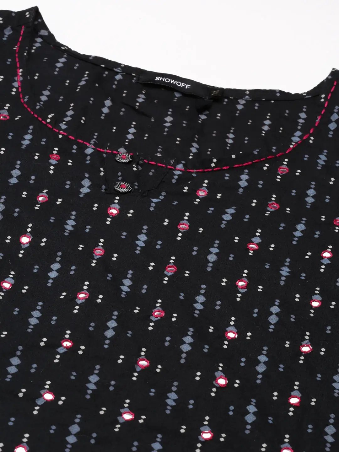 Women's Black Printed Straight Kurta