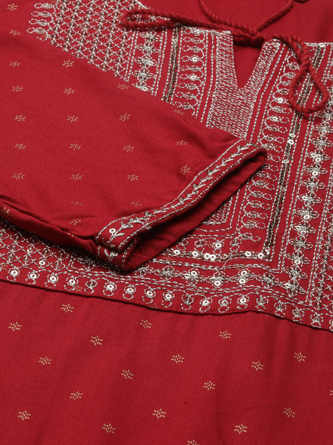 Women Maroon Floral Straight Kurta