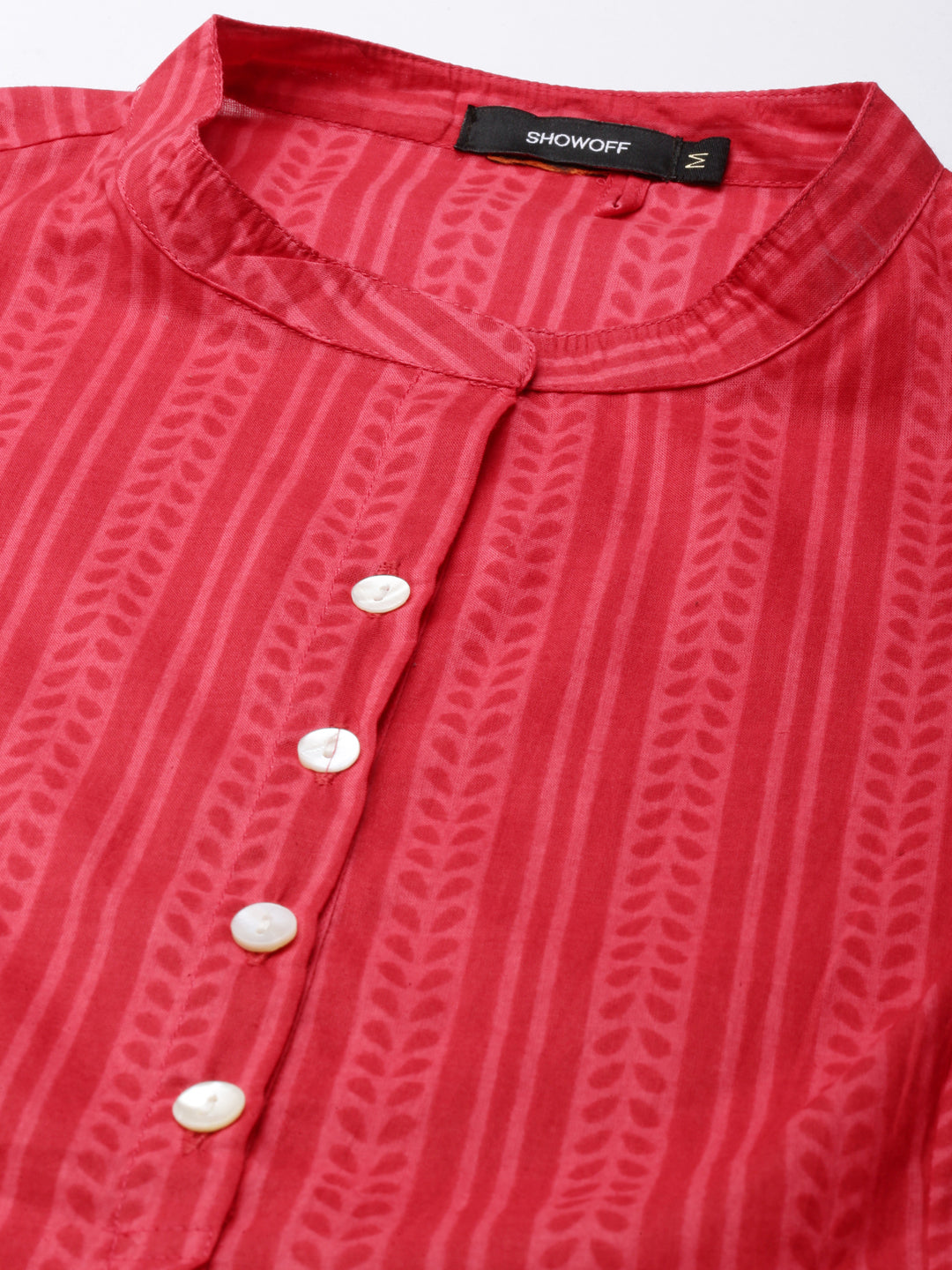 Women Pink Striped A-Line Kurti