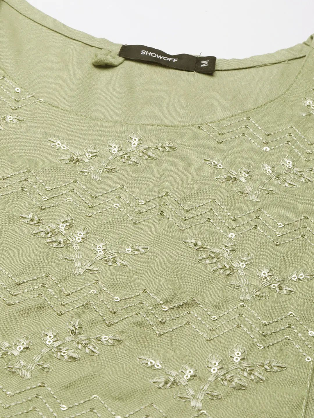 Women's Olive Solid Straight Kurta