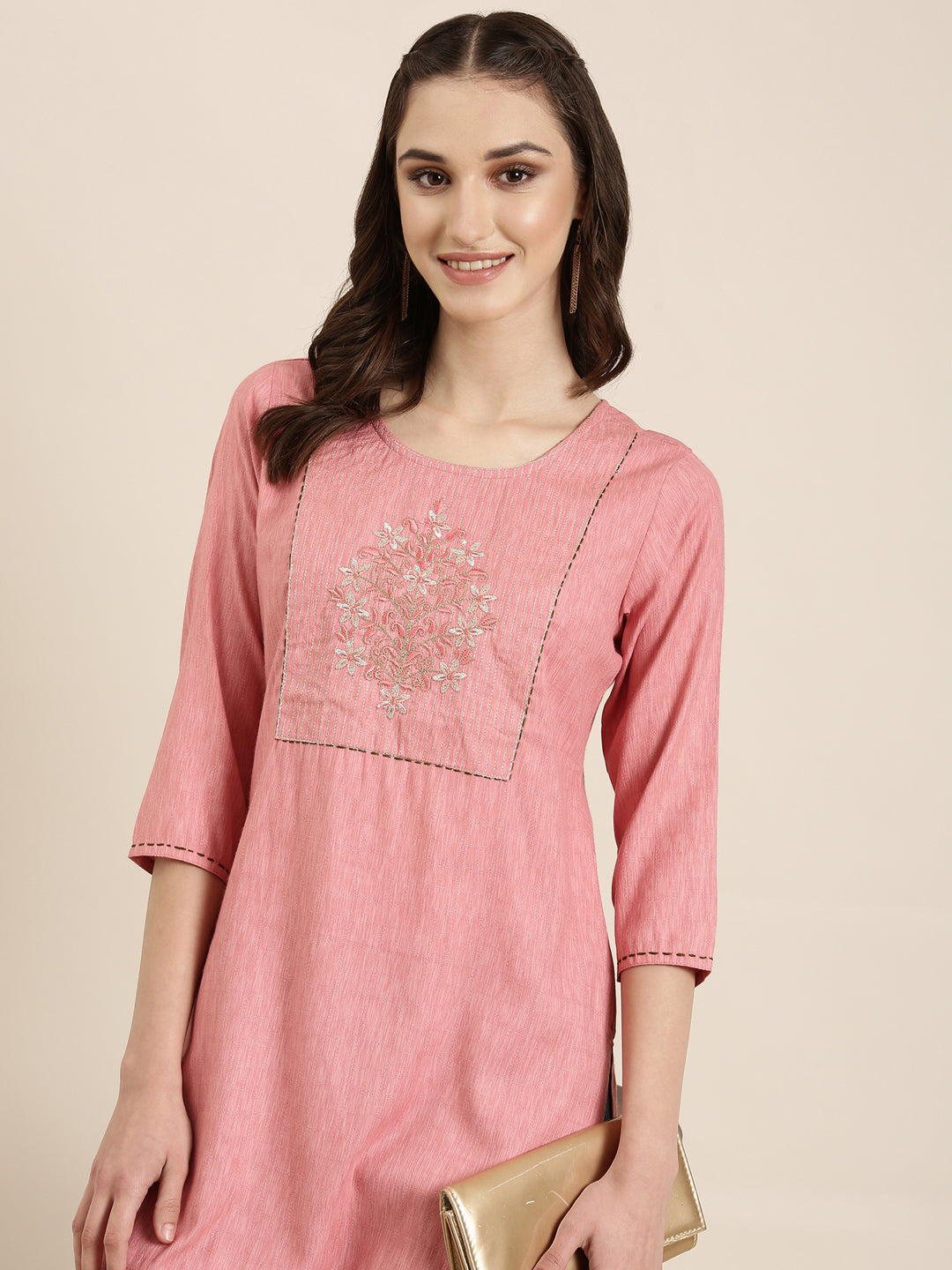 Women Mauve Knitted Straight Kurti