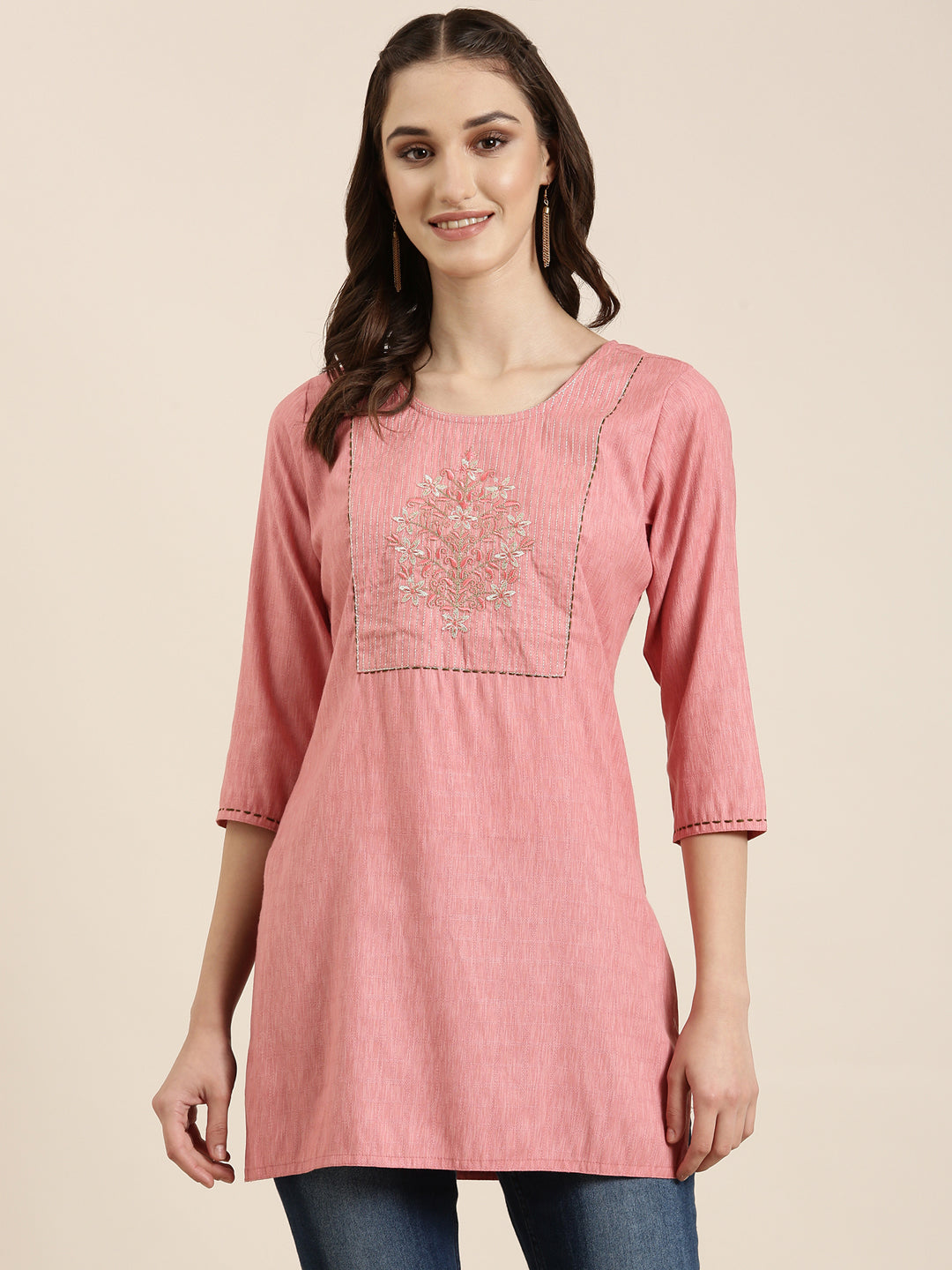 Women Mauve Knitted Straight Kurti