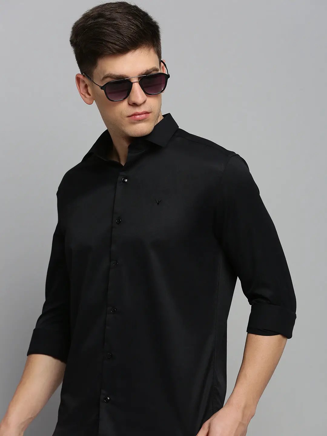 Men's Black Solid Formal Shirt