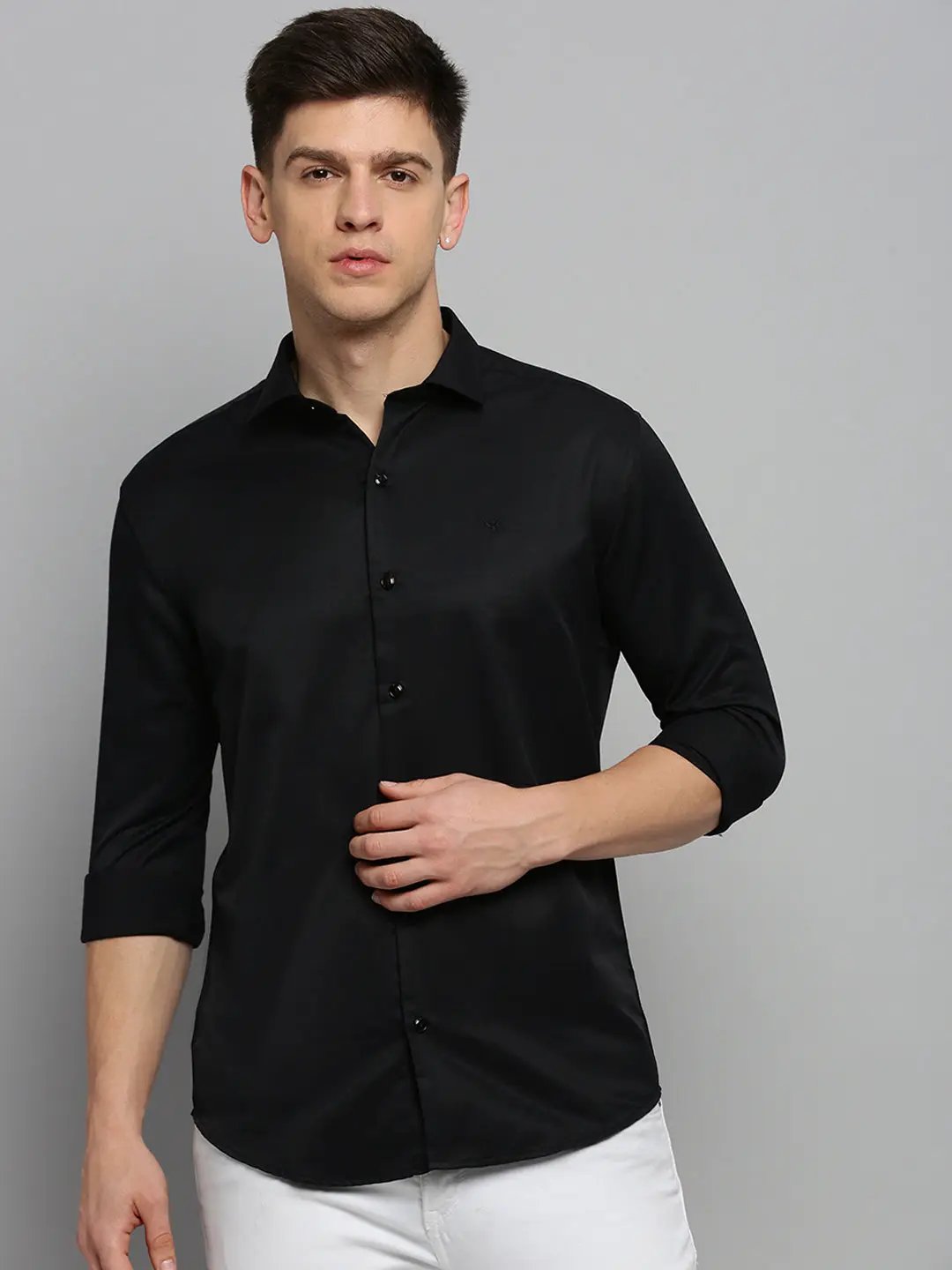 Men's Black Solid Formal Shirt