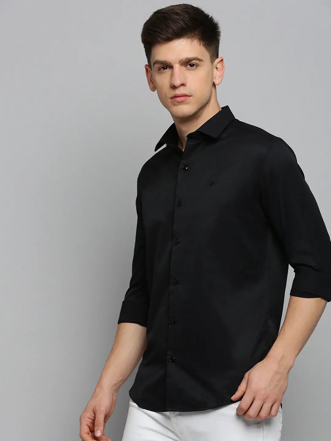 Men's Black Solid Formal Shirt