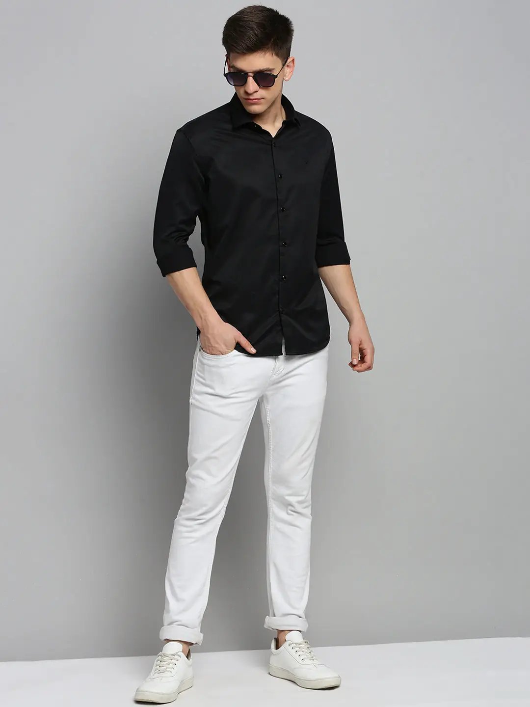Men's Black Solid Formal Shirt