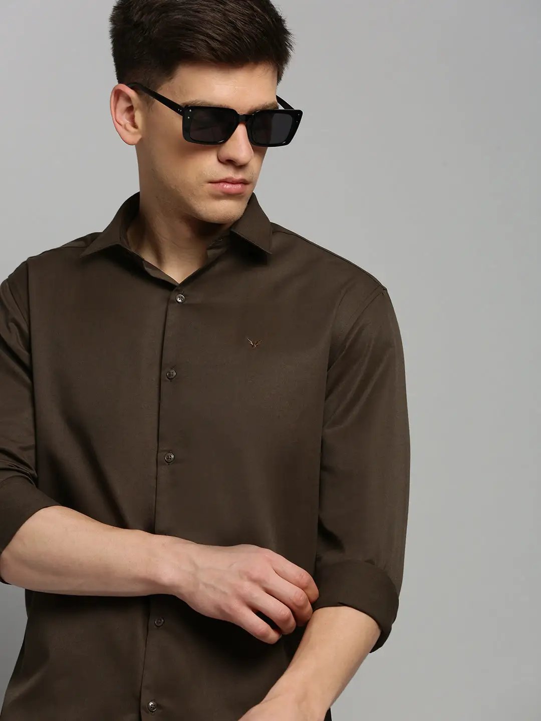 Men's Brown Solid Formal Shirt