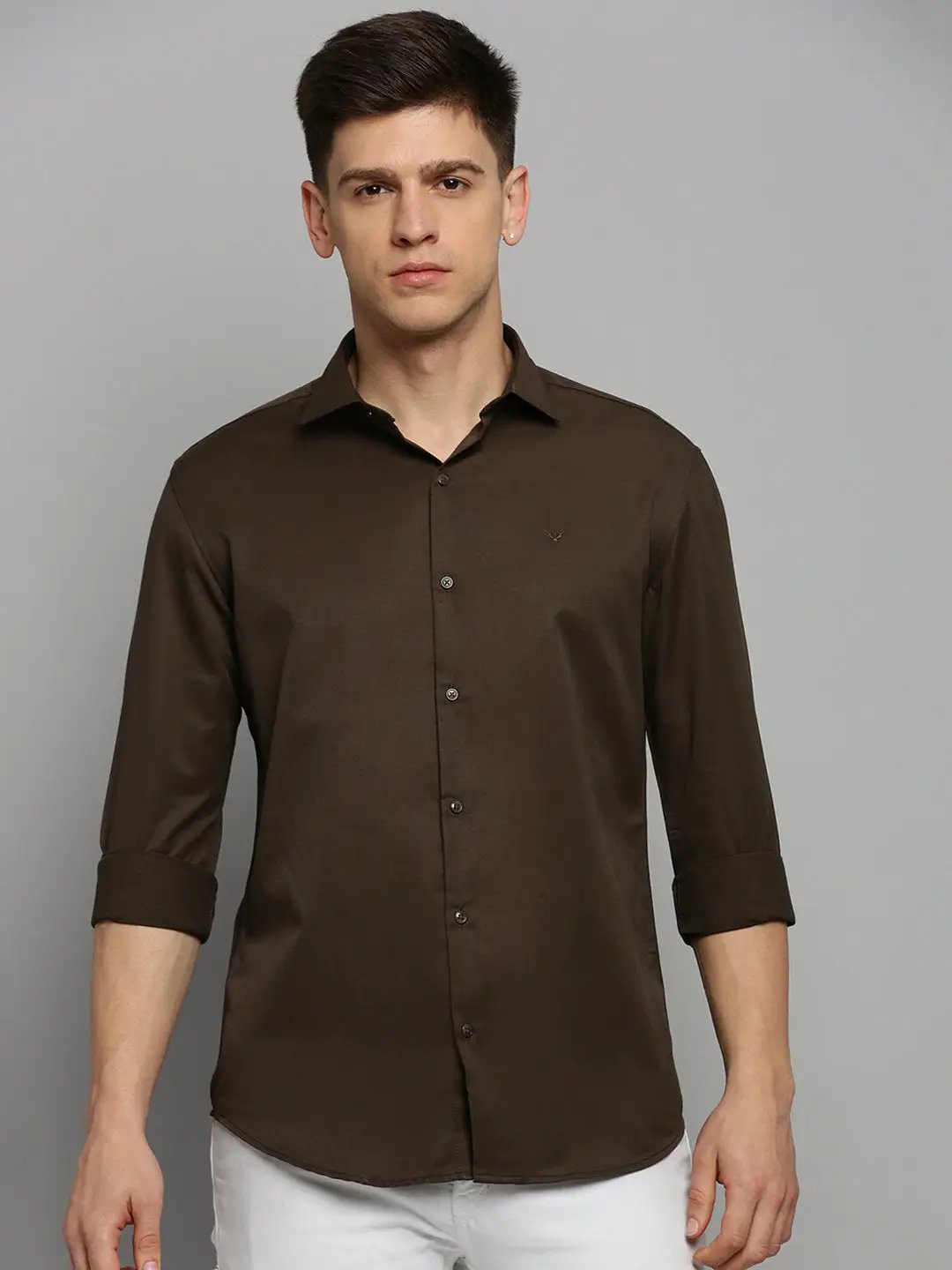 Men's Brown Solid Formal Shirt