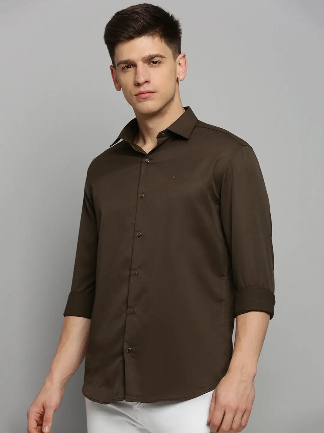 Men's Brown Solid Formal Shirt