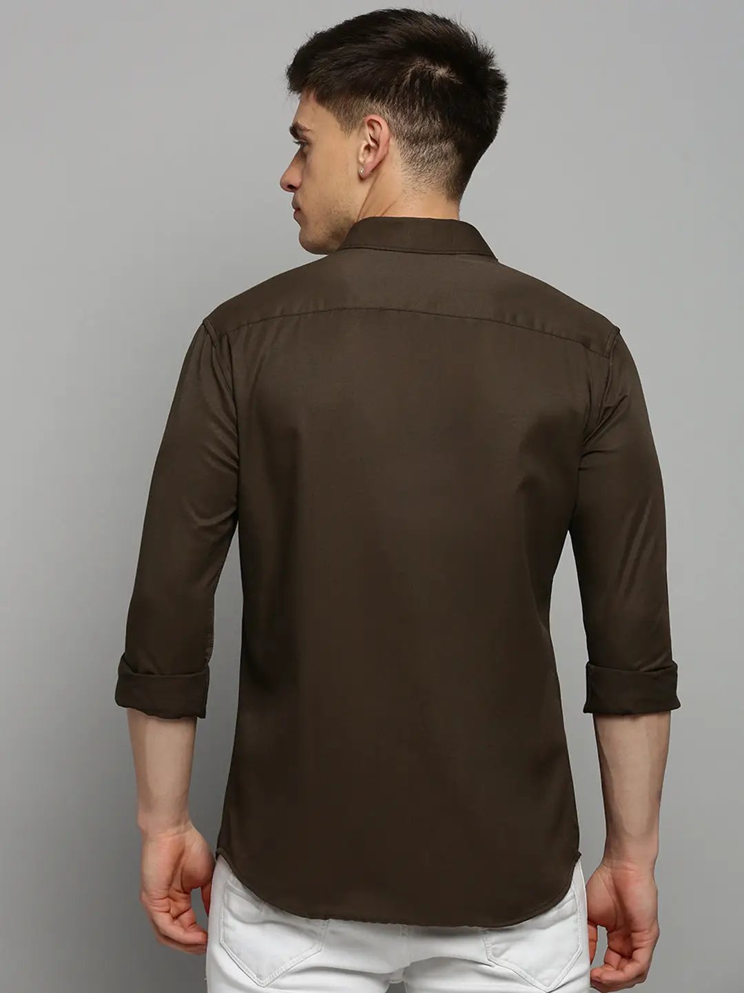 Men's Brown Solid Formal Shirt
