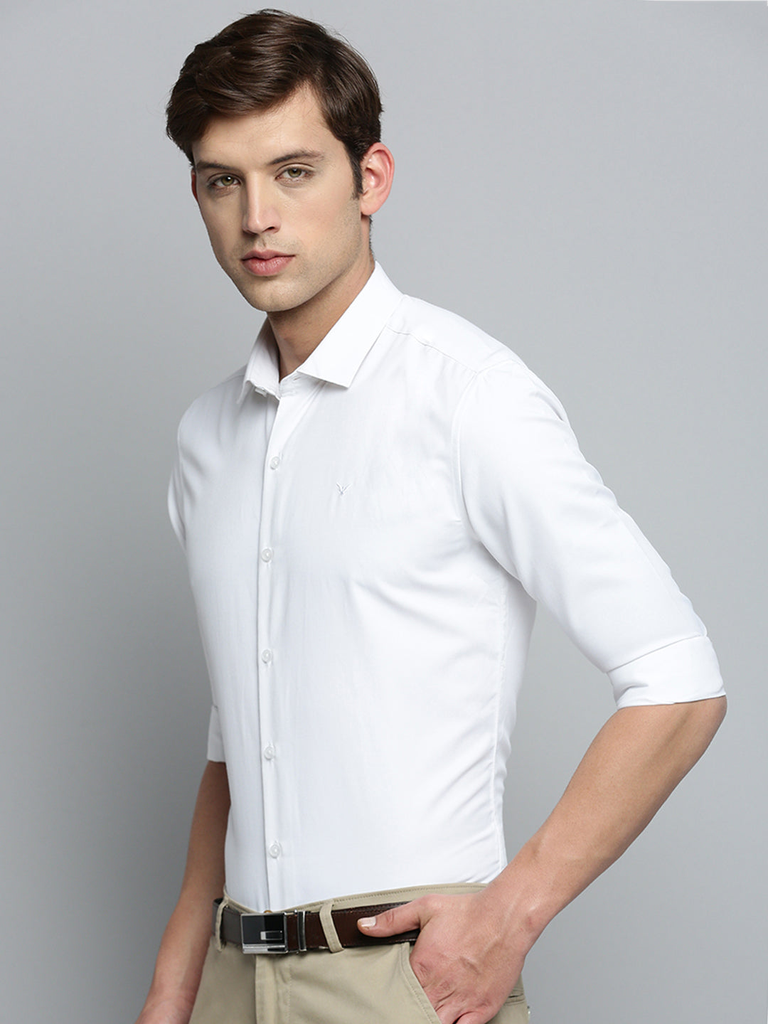 Men White Solid Formal Shirt