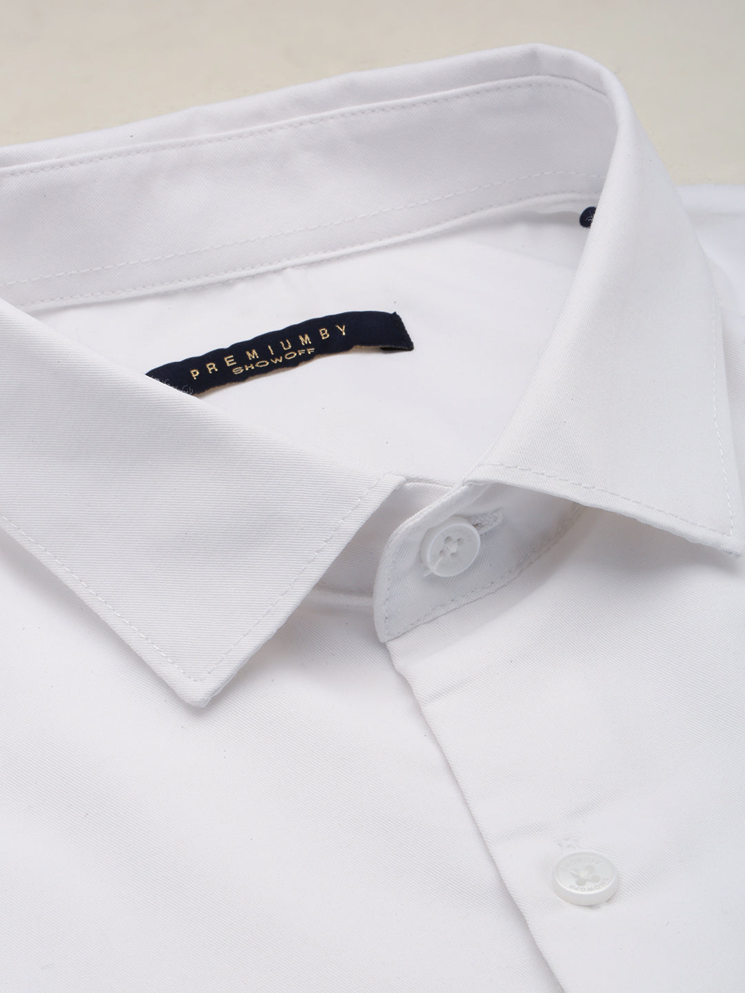 Men White Solid Formal Shirt