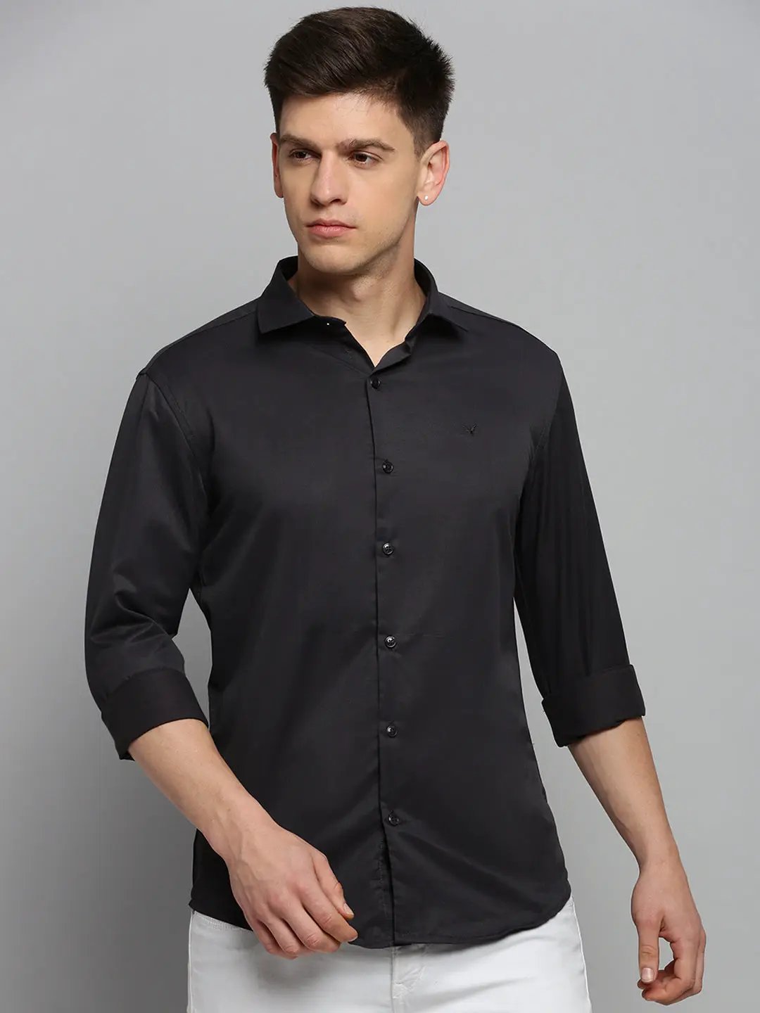 Men's Grey Solid Formal Shirt