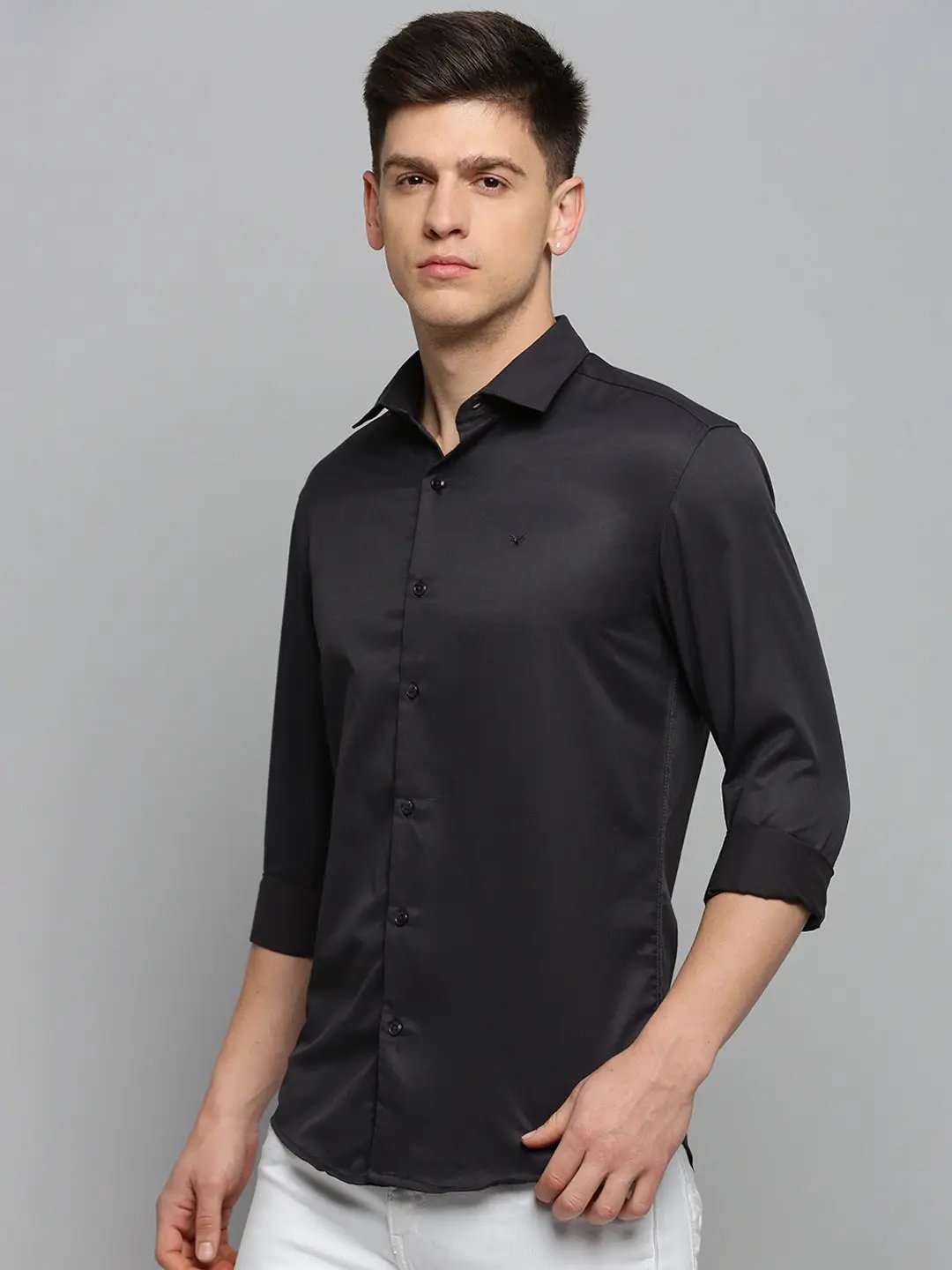 Men's Grey Solid Formal Shirt