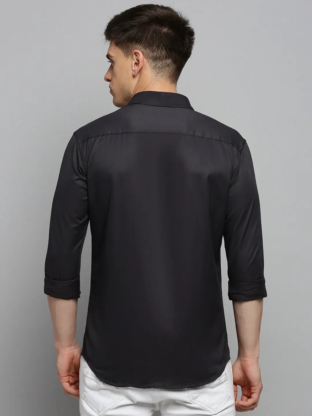 Men's Grey Solid Formal Shirt