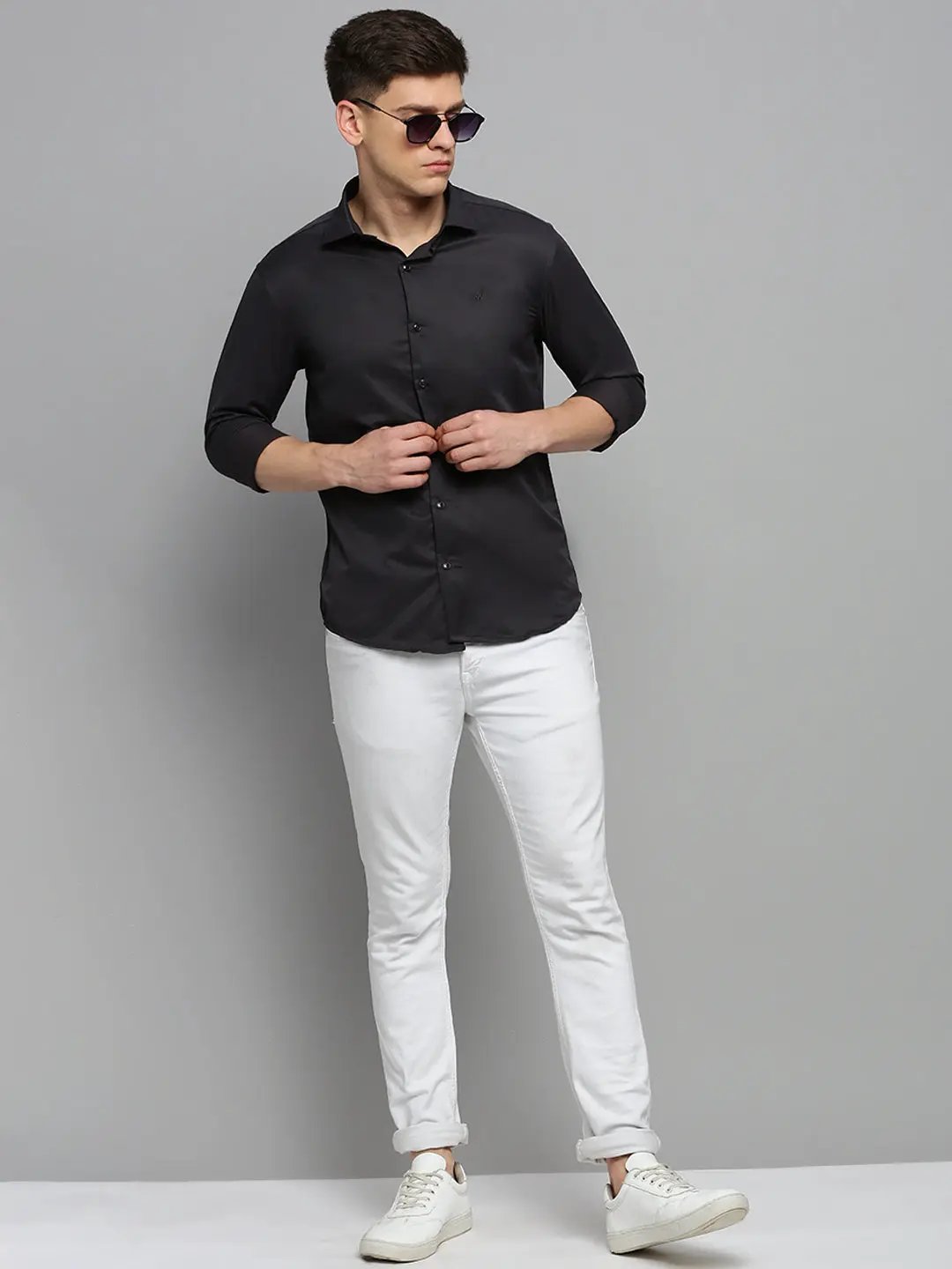 Men's Grey Solid Formal Shirt