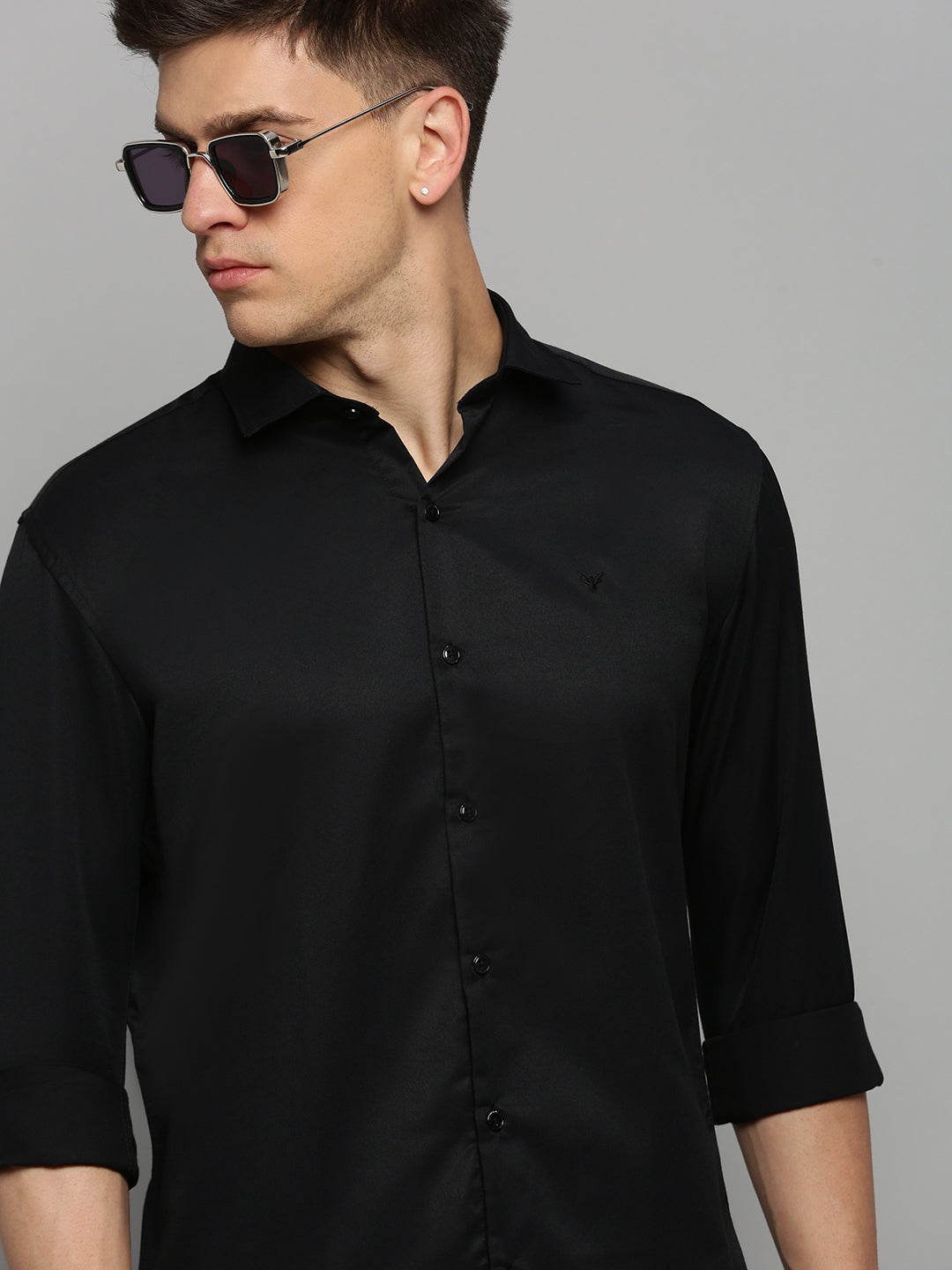 Men Black Solid Formal Shirt