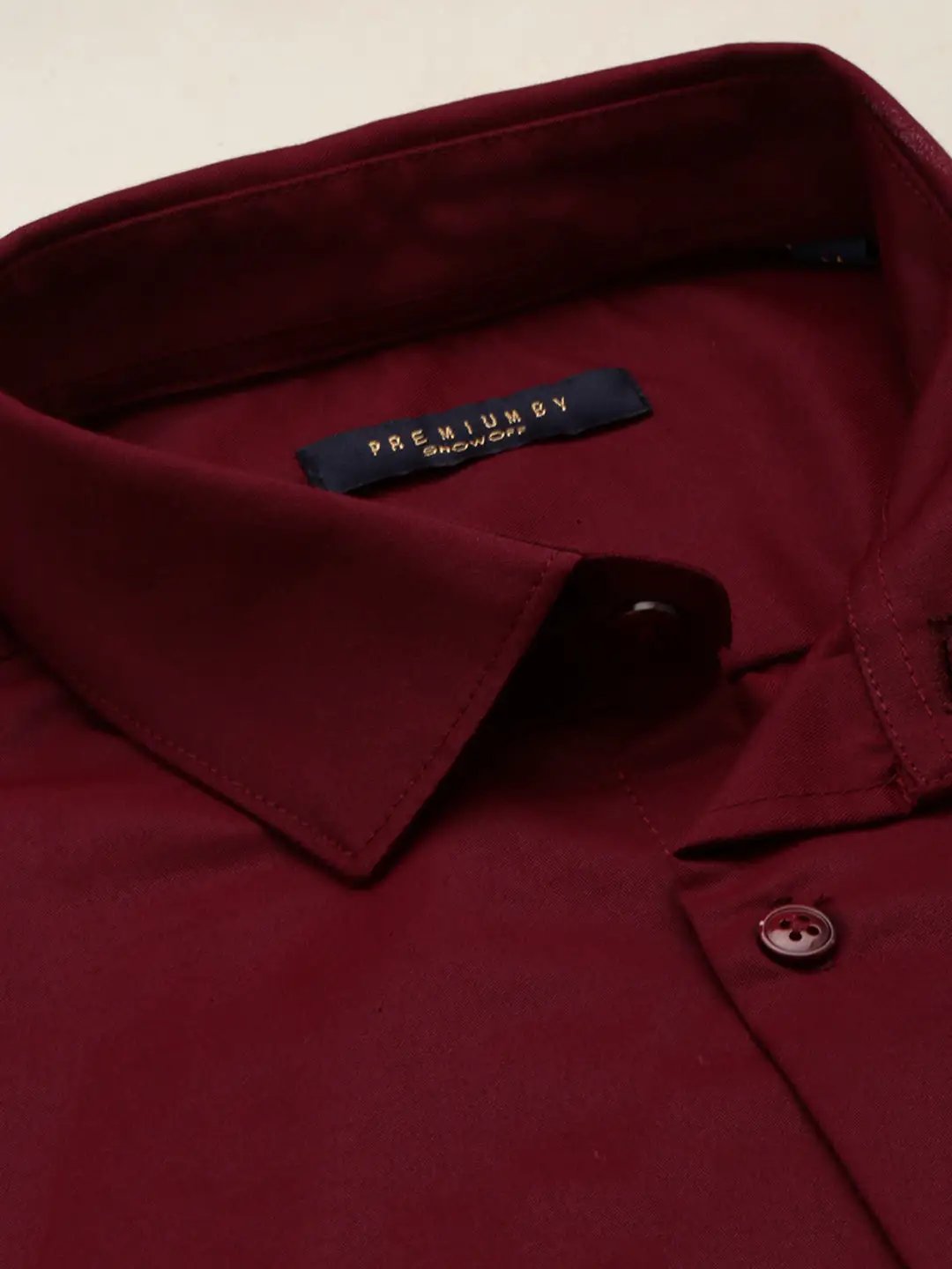Men's Maroon Solid Formal Shirt