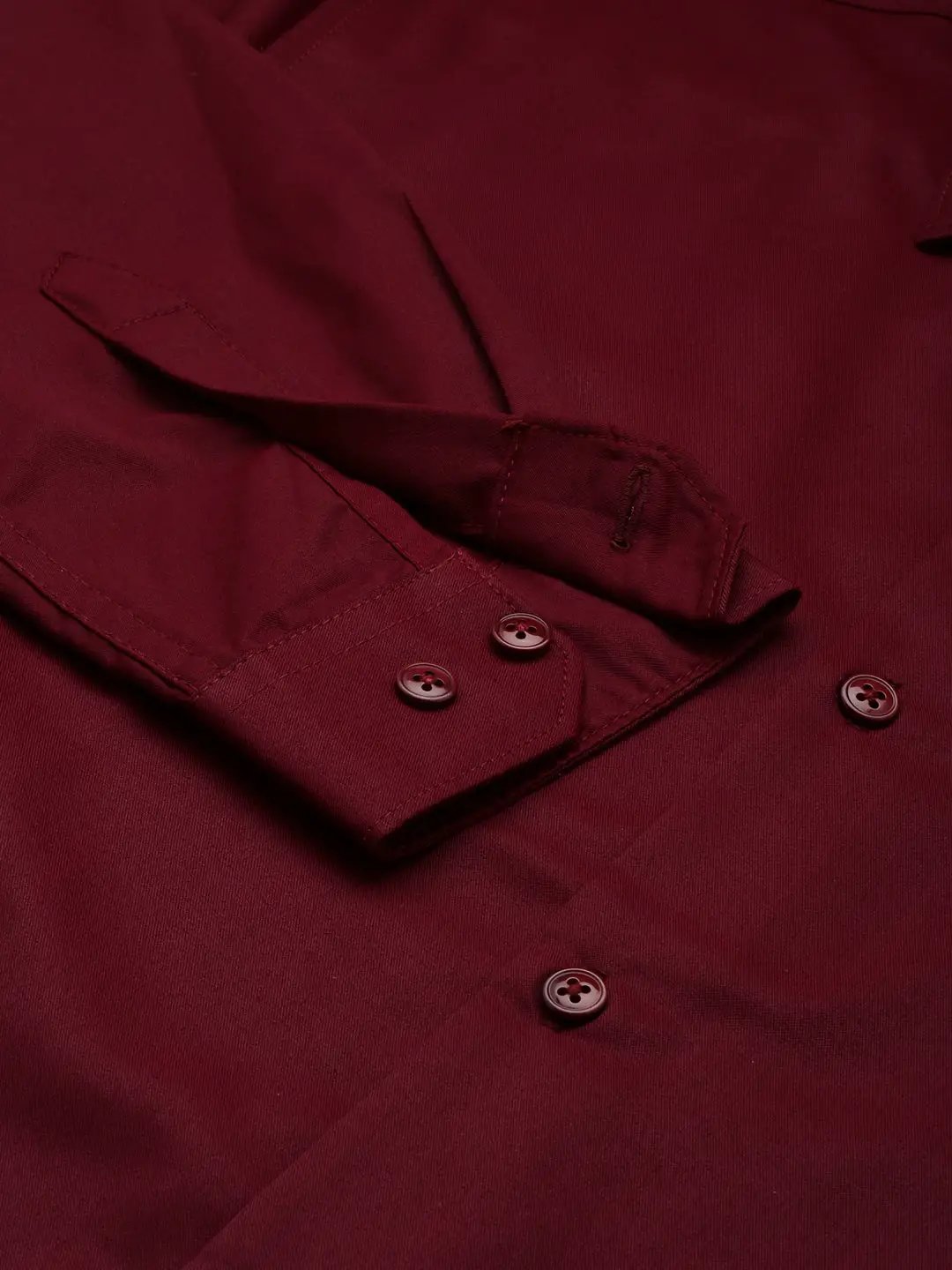 Men's Maroon Solid Formal Shirt