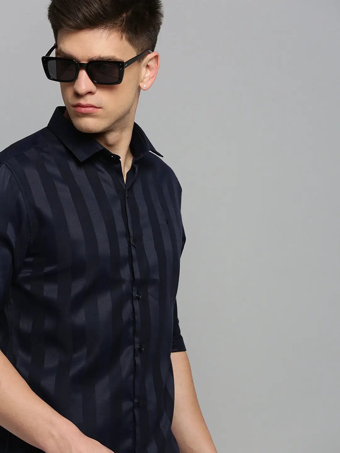 Men's Navy Solid Formal Shirt