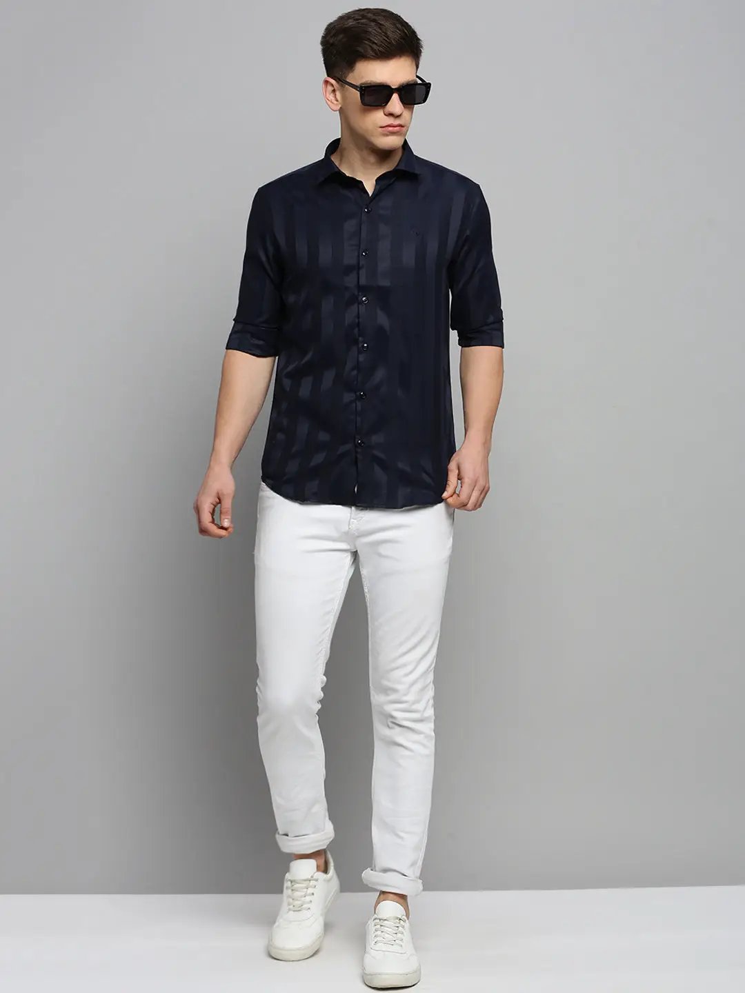 Men's Navy Solid Formal Shirt