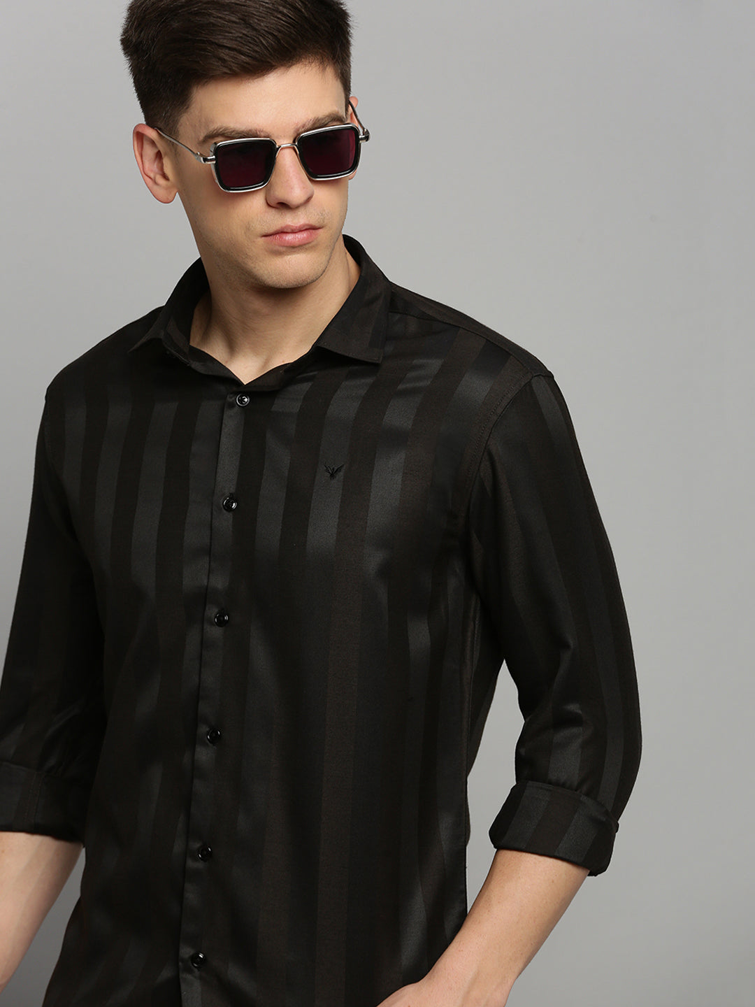 Men's Black Solid Formal Shirt