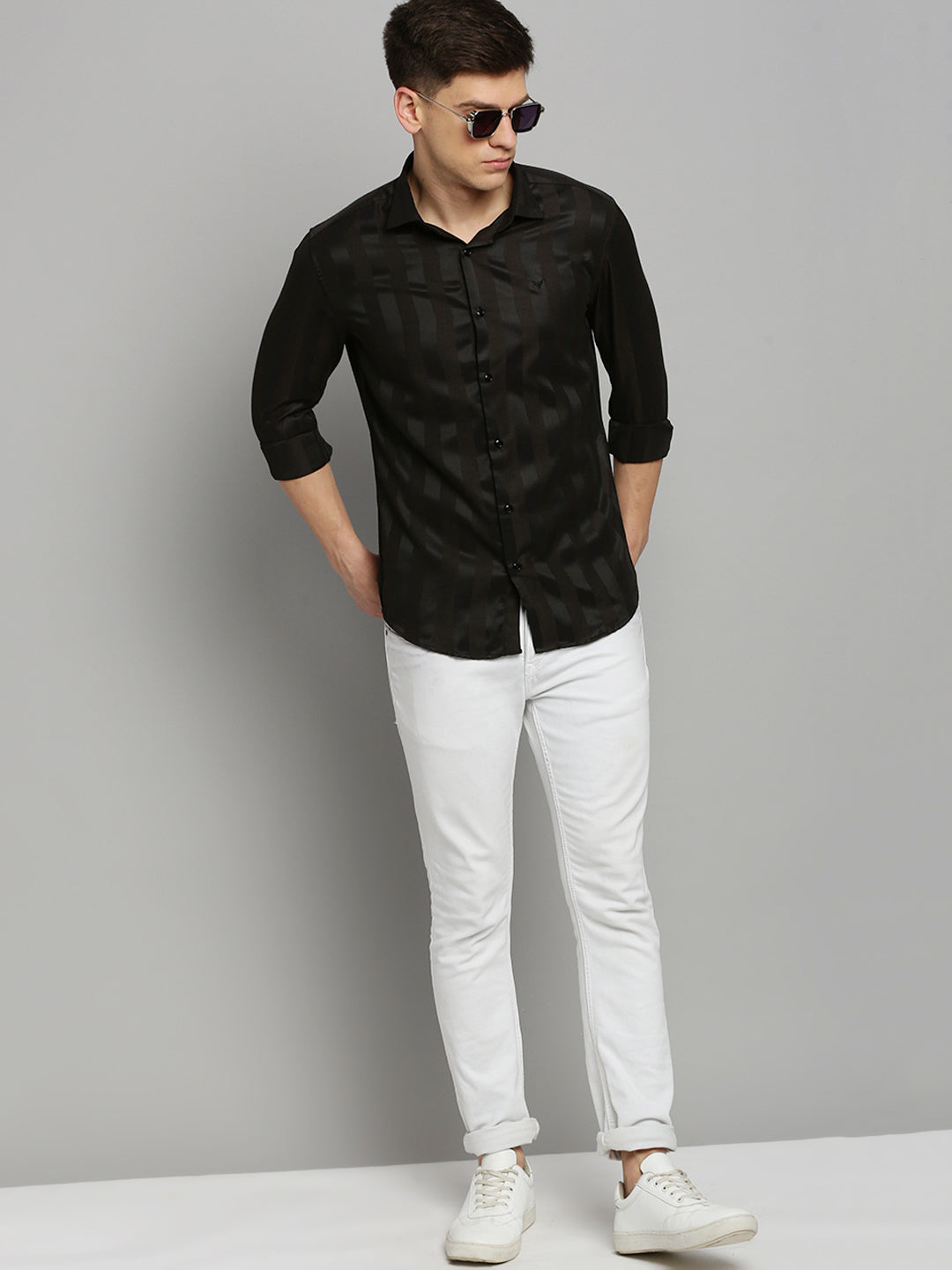 Men's Black Solid Formal Shirt