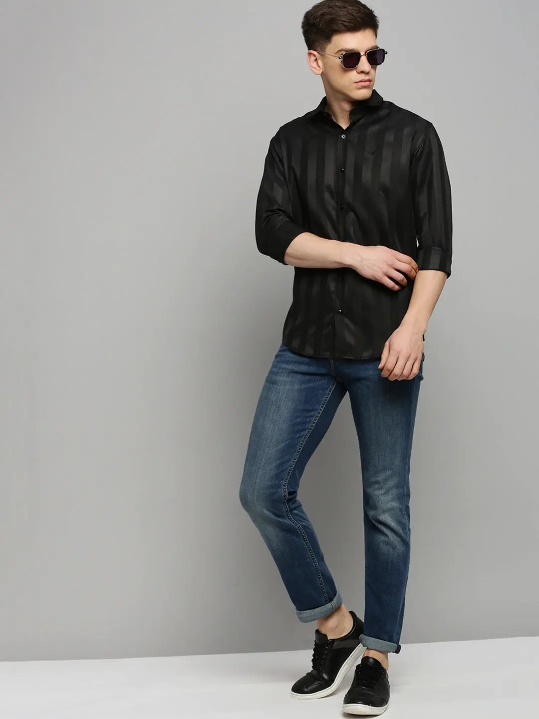 Men's Black Solid Formal Shirt