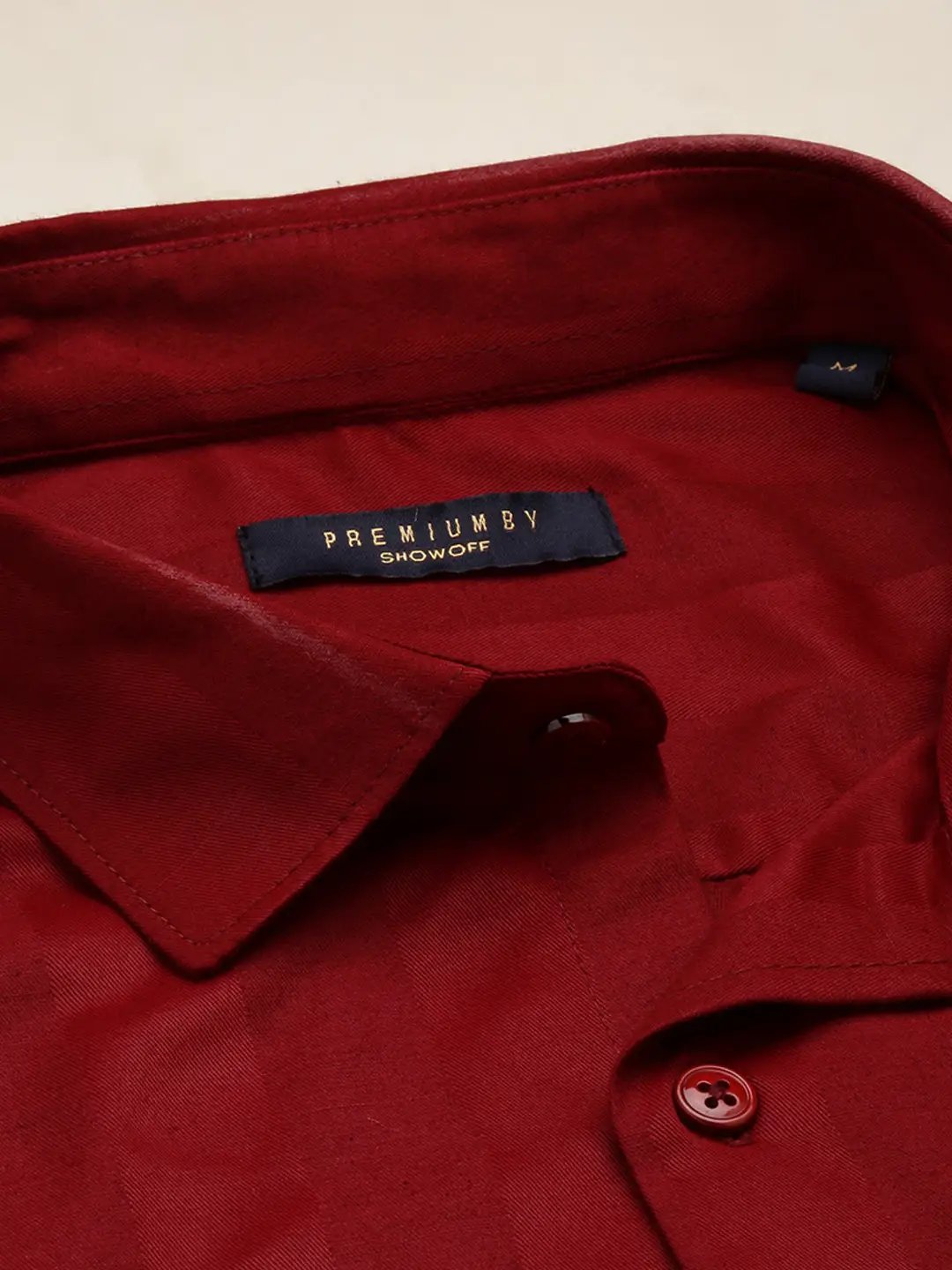 Men's Maroon Solid Formal Shirt