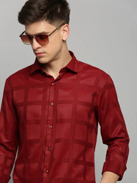 Men's Maroon Solid Formal Shirt