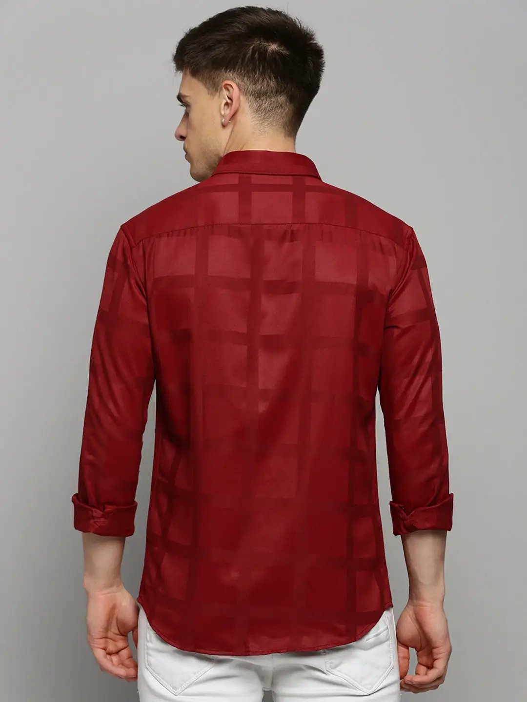 Men's Maroon Solid Formal Shirt