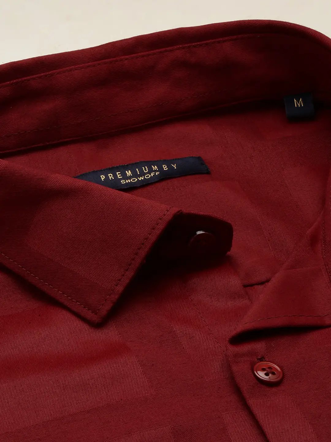 Men's Maroon Solid Formal Shirt