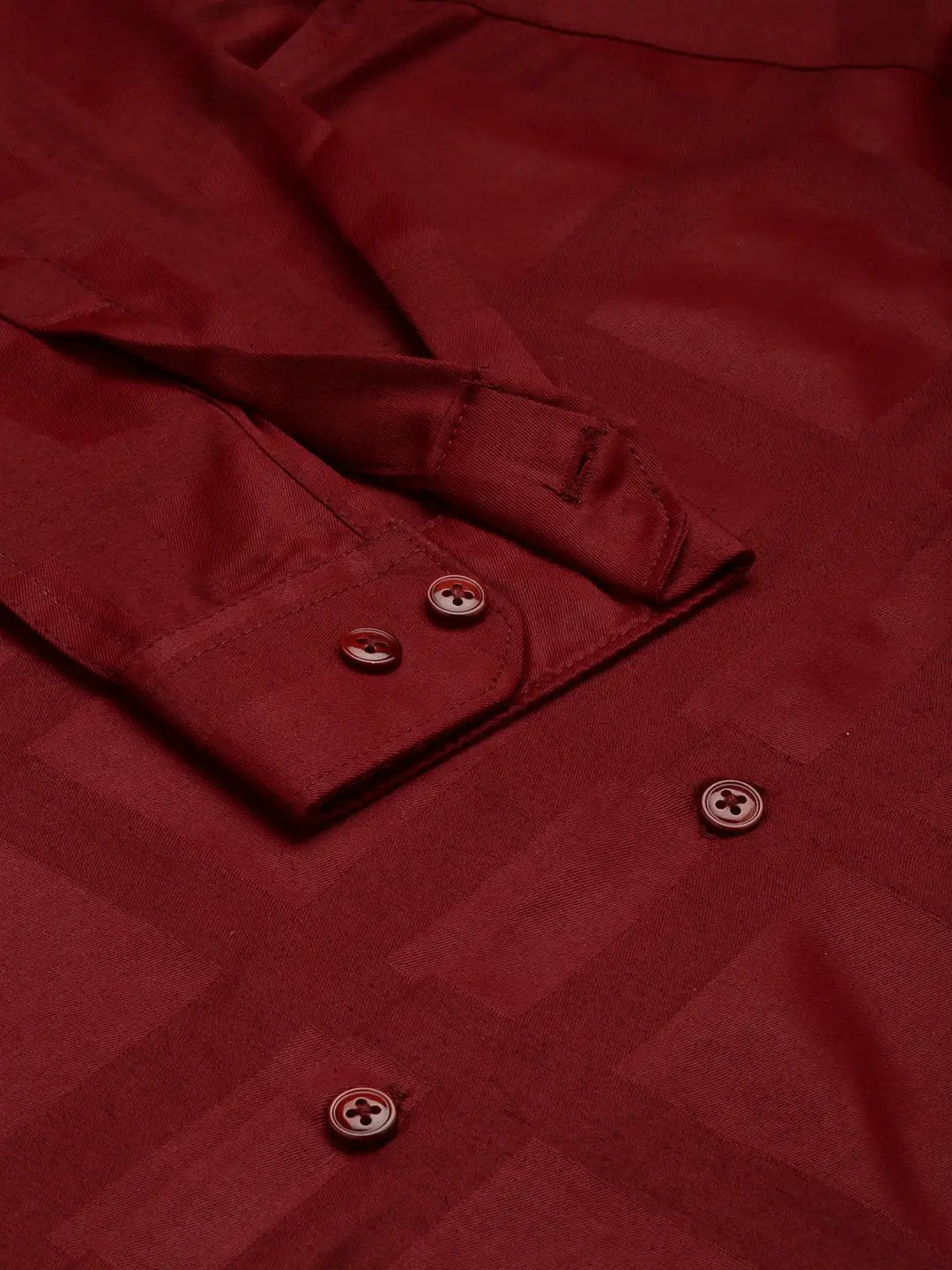 Men's Maroon Solid Formal Shirt