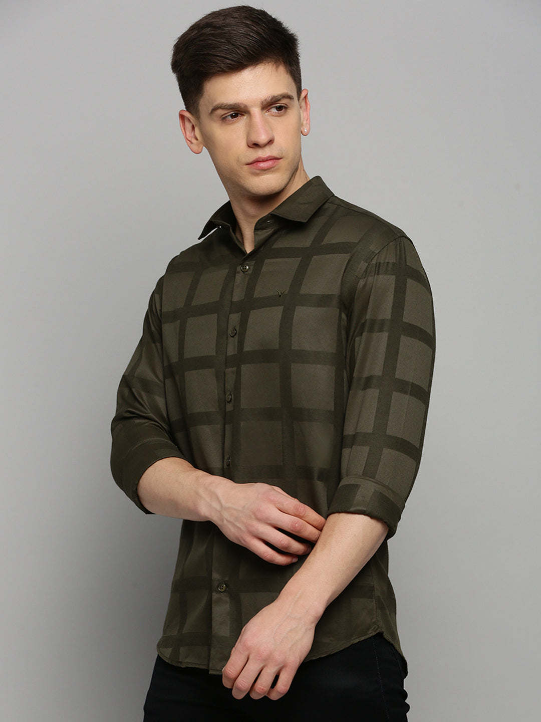 Men Green Solid Formal Shirt